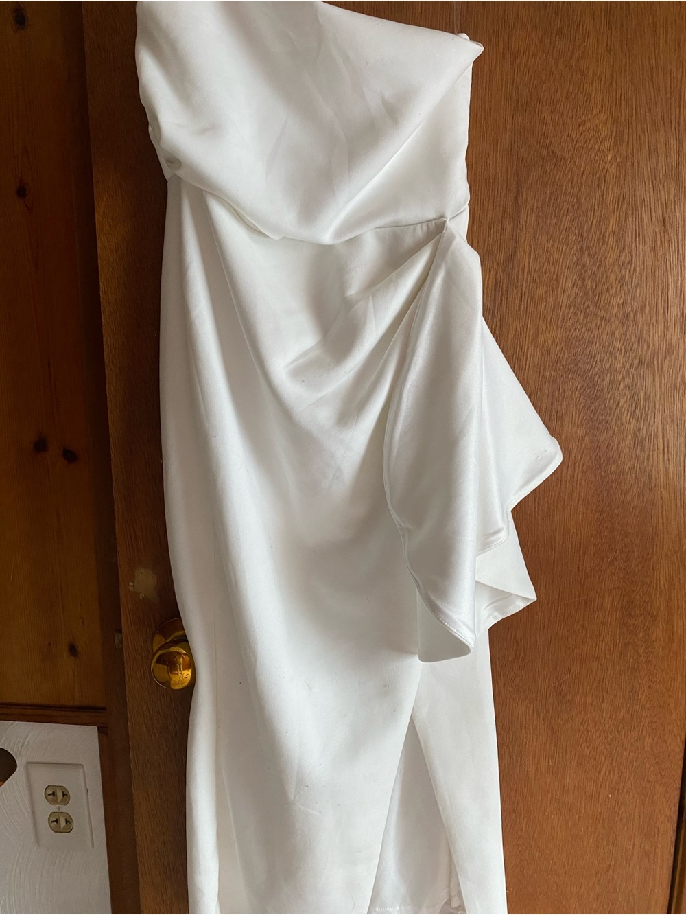Showpo White Satin Slip Dress with Spaghetti Straps
